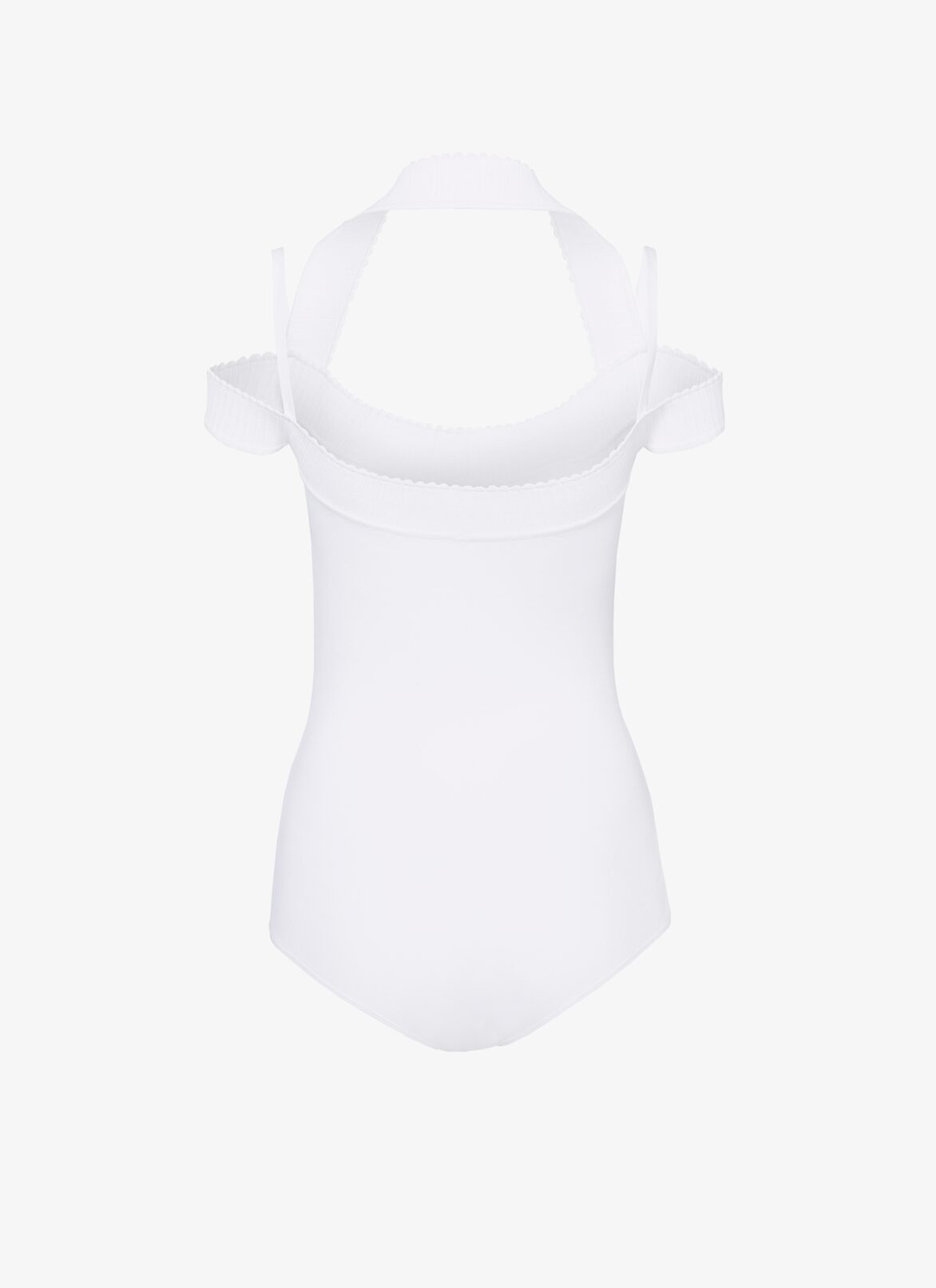 Cold-shoulder knit bodysuit 
 ALAÏA WHITE COLD-SHOULDER KNIT BODYSUIT